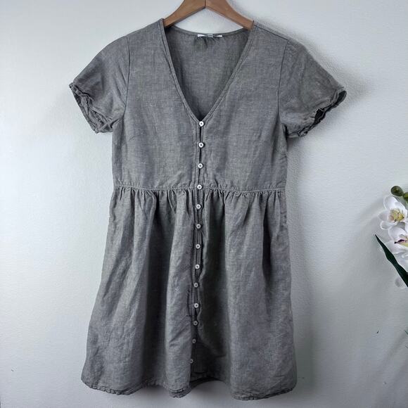 Madewell Linen Alexandra Button-Front Boxy Coastal Mini Dress Size X-Small - Picture 2 of 9